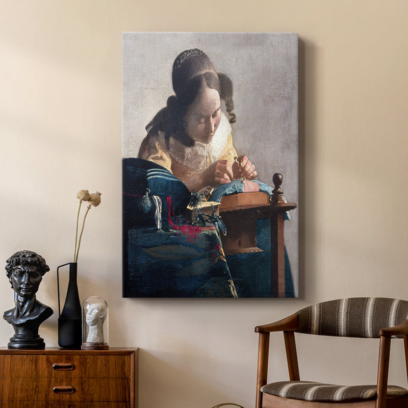 «The Lacemaker», toile tendue sur toile par Johannes Vermeer, 18 x 27