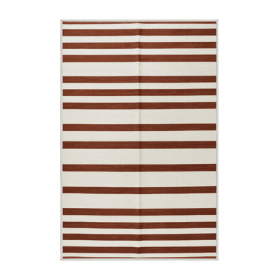 Machine Washable Horizontal Stripes Beige Area Rug