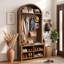 Porte-manteau arqué de 81 cm avec banc et rangement à chaussures-796744228