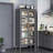 Kitchen Pantry Storage Cabinet, 65” Metal with Transparent Doors, Adjustable Shelves &amp; Wheels, Gray | Metal | Adjustable Shelves