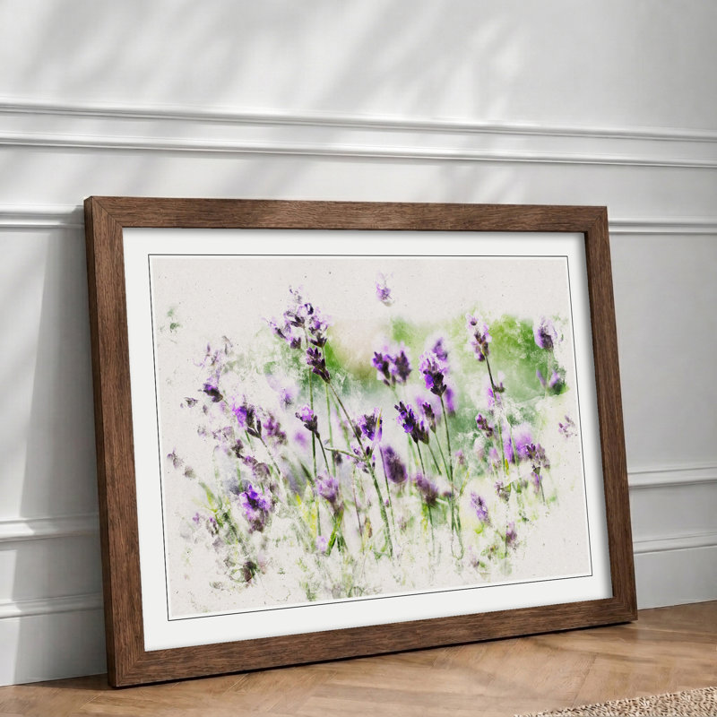 Lavender Vol.1 - Picture Frame Graphic Art, Walnut Framed, 48cm H x 65cm W x 2cm D