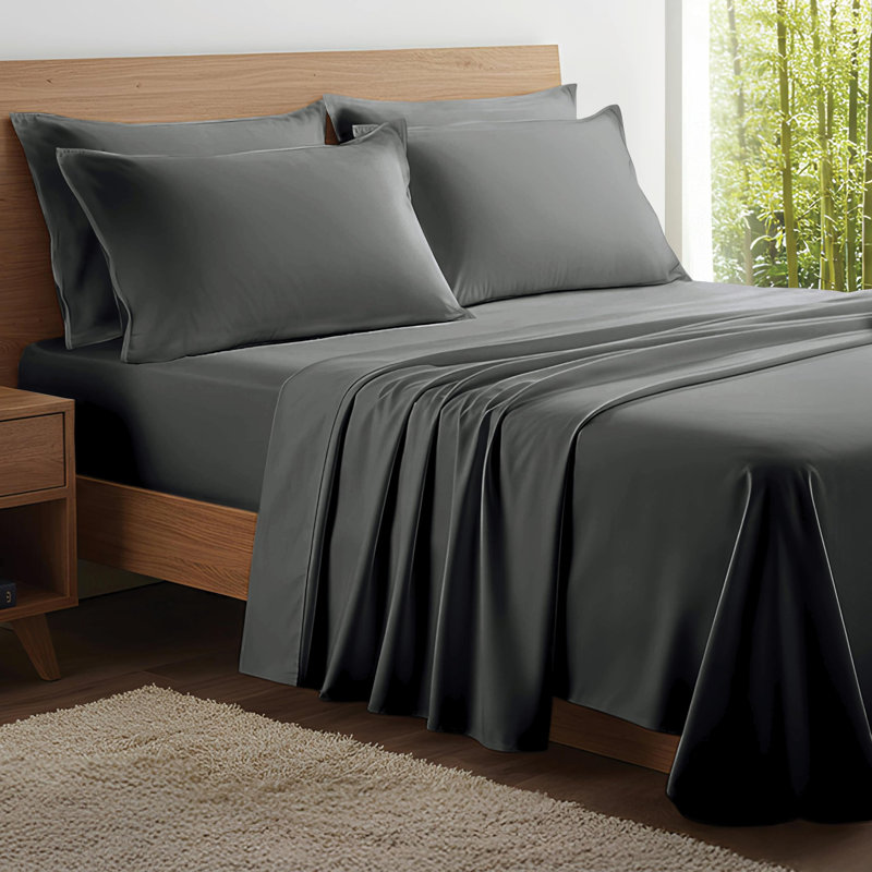 Bedroom 100% Organic Viscose From Bamboo Sheets Set, 300 Thread Count, Cooling Bedding Sheets for Hot Sleepers, Flat, Fitted, Pillowcase