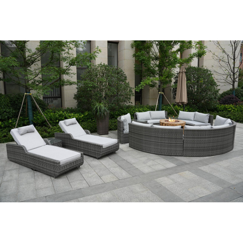 Ensemble de conversation pour 14 personnes avec coussins Feicien Wicker / Rattan