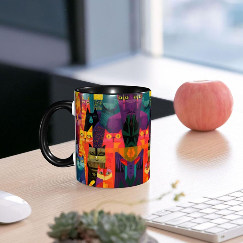 Cat Coffee Mug for Women Ceramic Tea Cup Novelty Mugs 11 Oz for Office Home Kitchen
