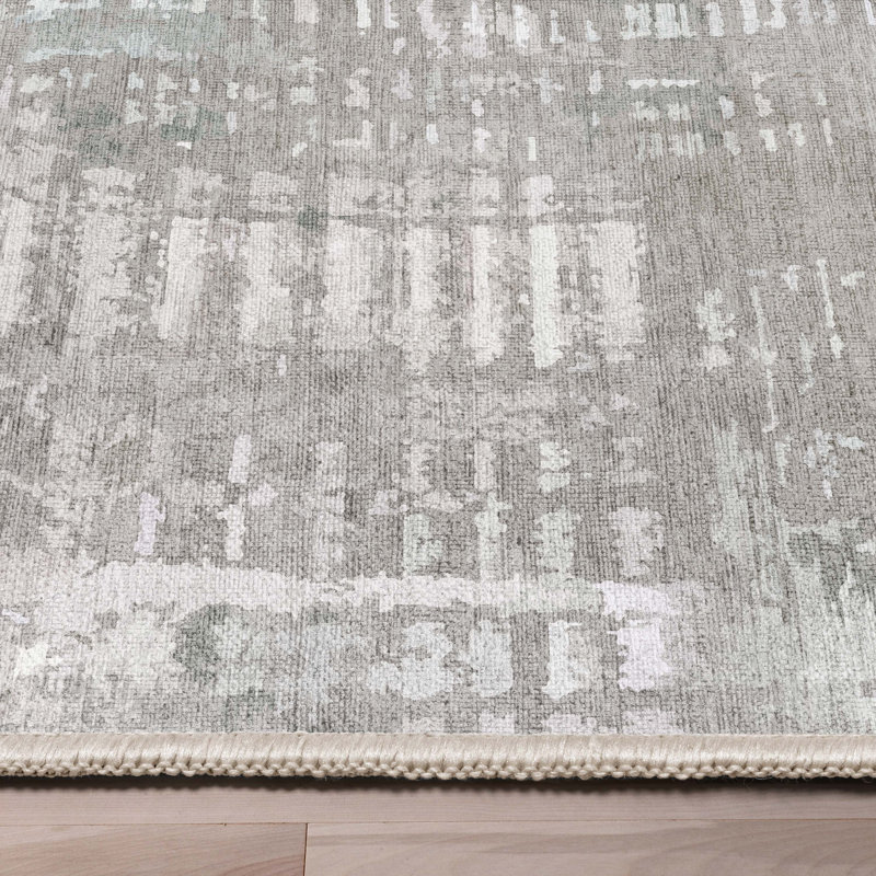 Blue and Beige Abstract Synthetic Flat-Weave 5' x 7' Area Rug