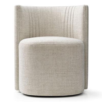 Upholstered Barrel Back Office Chair with Rolling Casters for Home Office