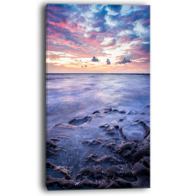 « long exposition twilight sea rocks », reproduction de photo sur toile tendue