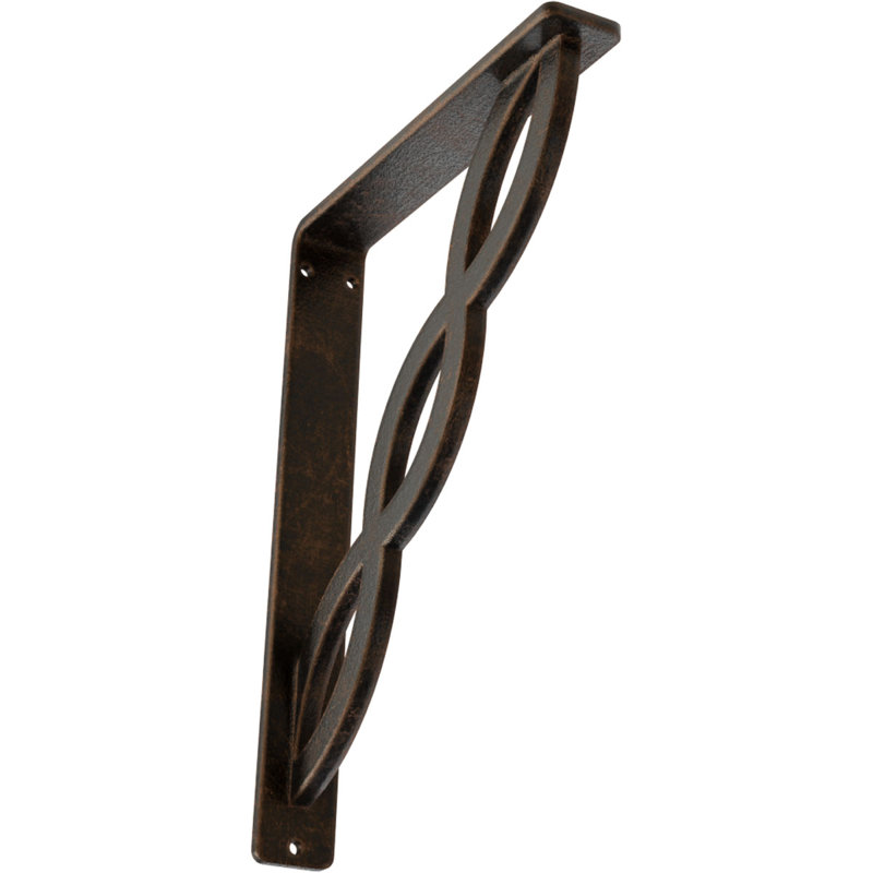 Support en fer forgé, Bronze vieilli, H 10 po x l 1,5 po x P 7,5 po