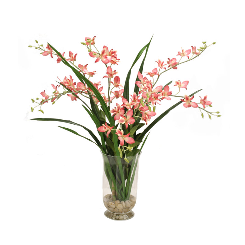Dendrobium Orchid with Foliage Floral Arrangements in Vase