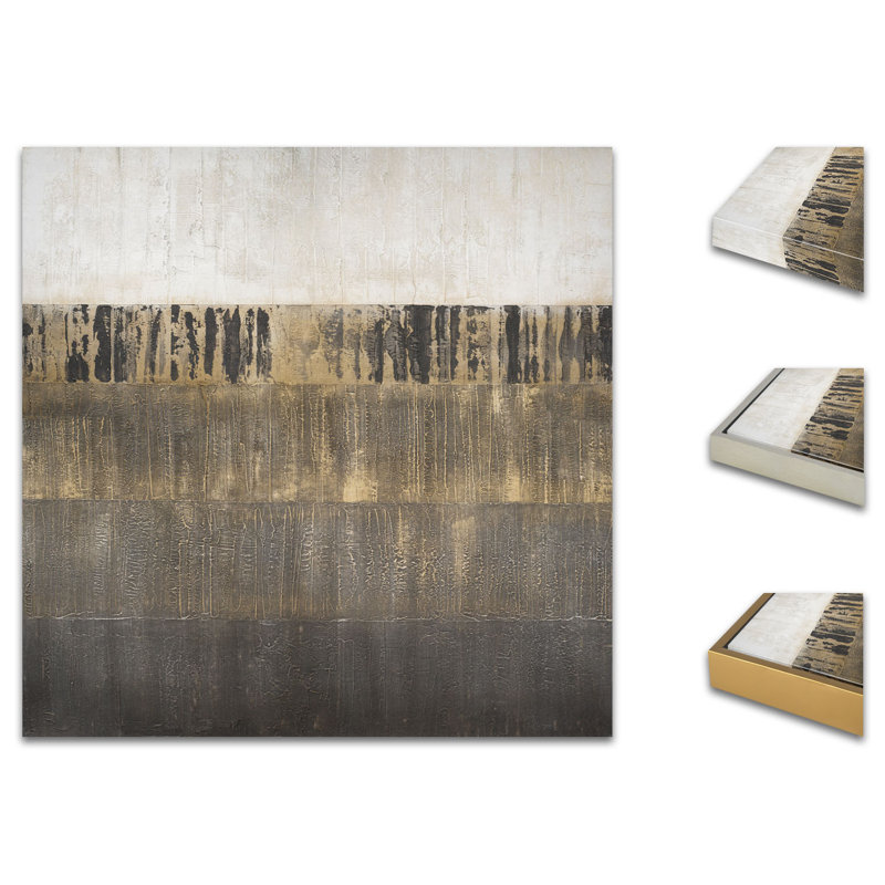 Metallic Shift 1 Painting by Jennifer Hollack Raboin, Silver Frame Canvas, 30" H x 30" W x 2.25" D