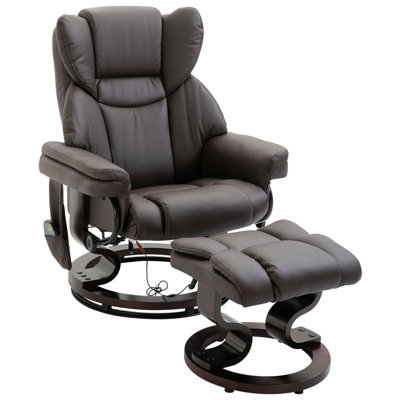 HOMCOM Massage Recliner Chair With Ottoman Footrest