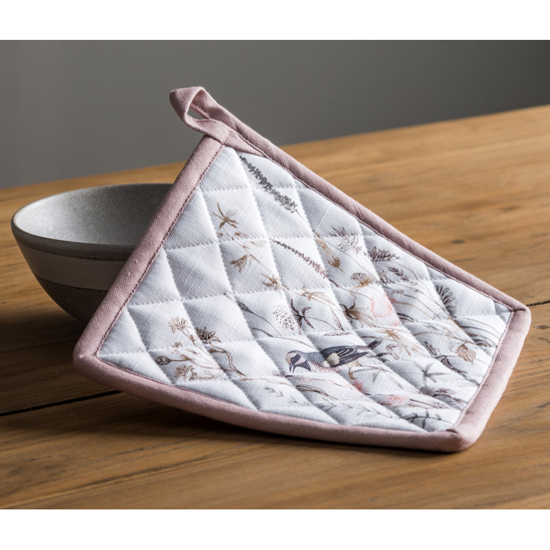 Maison d'Hermine Meadow Florals - Gant de cuisine et manique marron 100 % coton - 19 x 33 cm et 20 x 20 cm