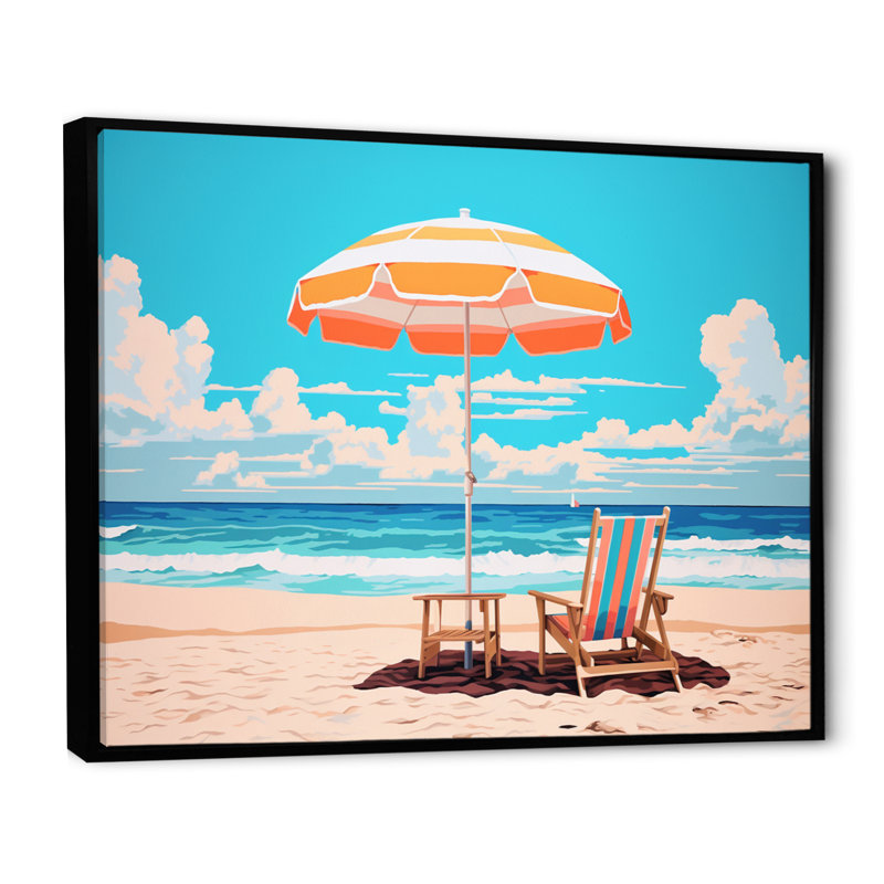«Beach Chairs Dream I» sur toile, H 30 po x l 40 po x P 1,5 po, Cadre flottant noir
