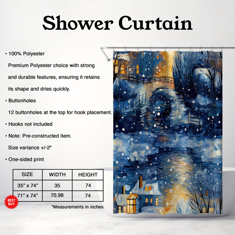 Winter's Morning Frost - Premium Shower Curtain, 74" H x 71" W