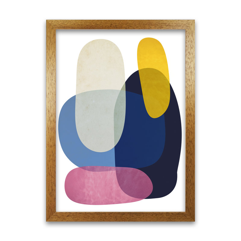 Abstract Pebbles 2 Original - Print, 84cm H x 59cm W x 3cm D, Oak Frame