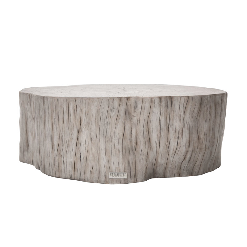 Elementi Home Daintree 42" Stump Concrete Coffee Table for Indoor and Outdoor Use, Driftwood