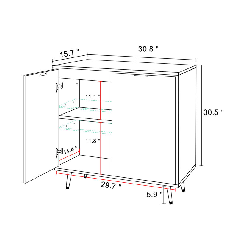 Celinda Modern Sideboard Buffet Cabinet, Natural Oak Accent Cabinet with 2 Doors and Adjustable Shelf