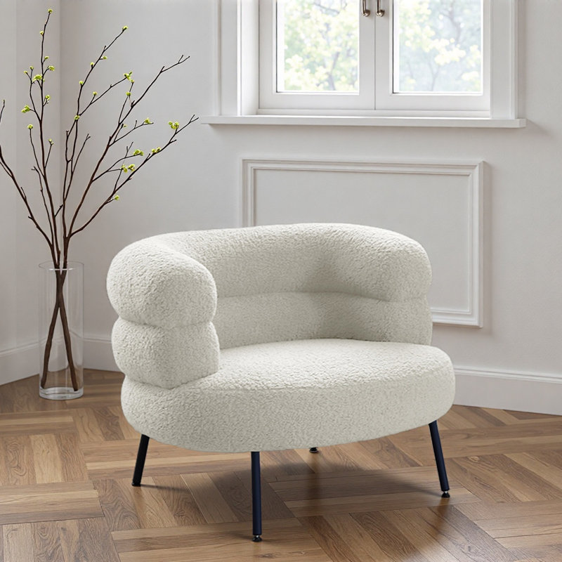 Fauteuil de loisir rétro en molleton agneau., Blanc