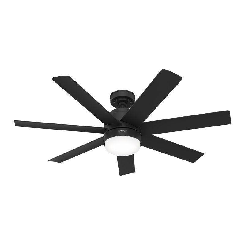 52" Brazos ENERGY STAR® 7-Blade Standard Ceiling Fan with Remote Control and LED Light Kit Included, Matte Black