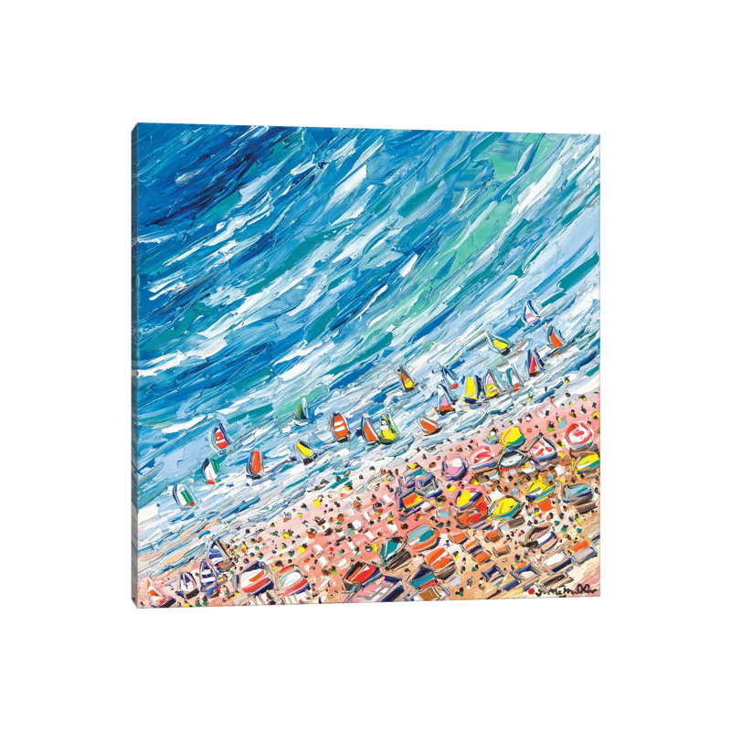 Bacolet Beach by Joachim Mcmillan - Painting on Canvas, Wrapped Canvas, 30.48 cm H x 30.48 cm W