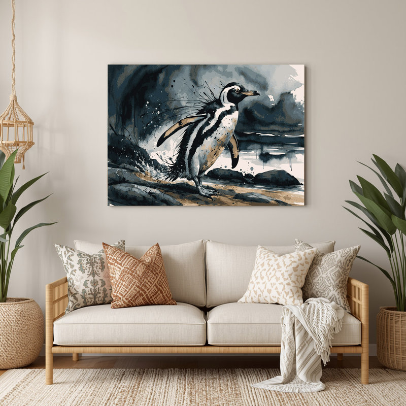 Faune, pingouin africain, art mural en métal bleu
