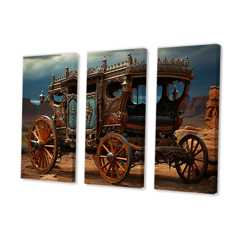«Fantasy Western Wagon In USA», ensemble d'art mural «Old American Cart», H 32 po x l 48 po