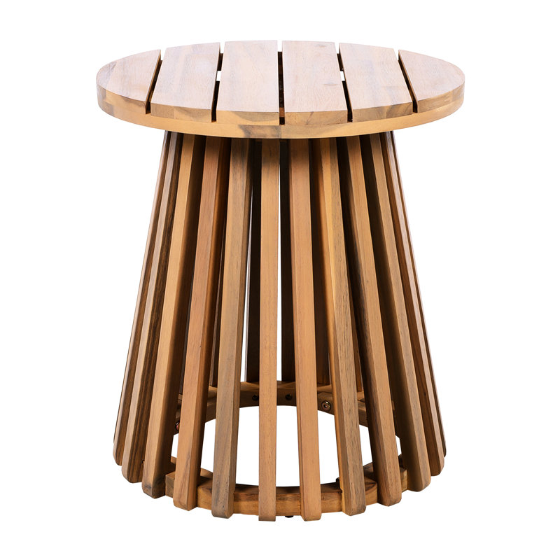 Table basse ronde en bois avec finition pour la cour extérieure et le jardin - Emplacement polyvalent, aspect latéral nécessitant peu d'entretien, espaces de détente près de la piscine, surface de 15,56 po