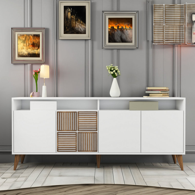 Console 70,9 po Lusio, Blanc / noyer