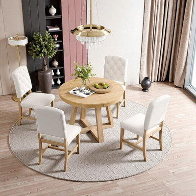 Ensemble de salle à manger 5 pièces rétro avec rallonge et chaises rembourrées pour la salle à manger et le salon