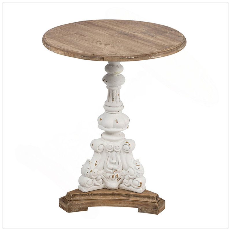Table basse ronde antique blanche
