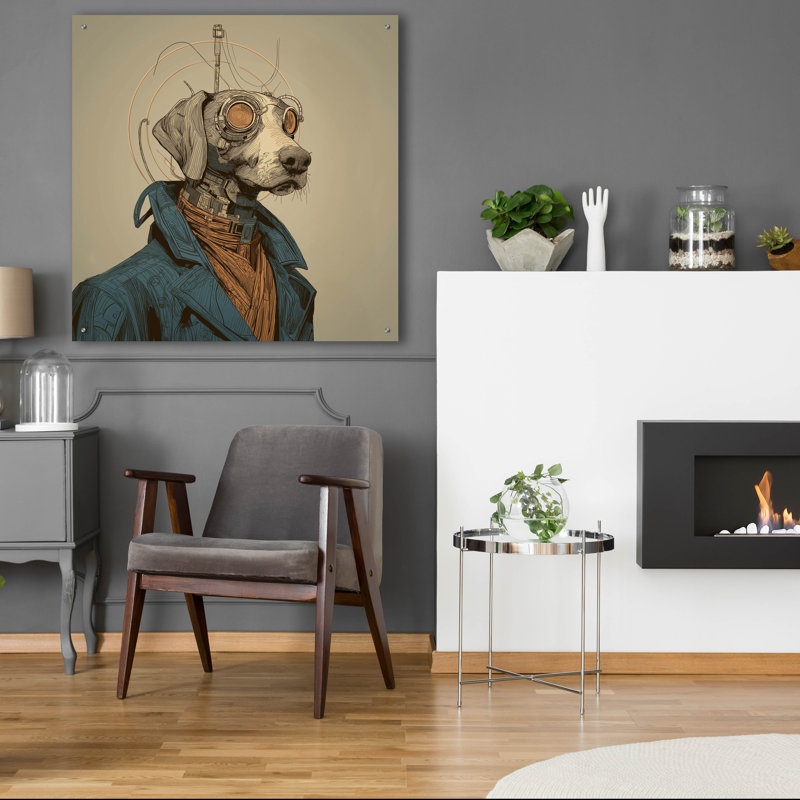  «Industrial Dog» par Ann Klee, art mural en verre acrylique, 36 po x 36 po, H 36 po x l 36 po