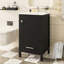 Meuble-lavabo compact de 20 pouces avec lavabo en céramique, tiroir à fermeture en douceur et structure de porte en bois massif à double couche, portes, support pour un rangement efficace