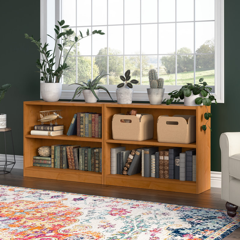 Paulica Small 2 Shelf Bookcase, Storage and Display Bookshelf for Home Office and Living Room, Natural Cherry