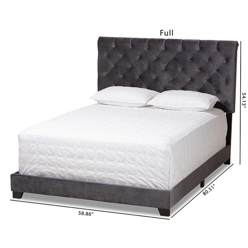 Upholstered Standard Bed, Full, Dark Gray