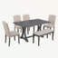 Ensemble de salle à manger de style campagnard, table à tréteaux et 4 chaises et banc rembourrés Shanequah-88581100-88581098-88581099