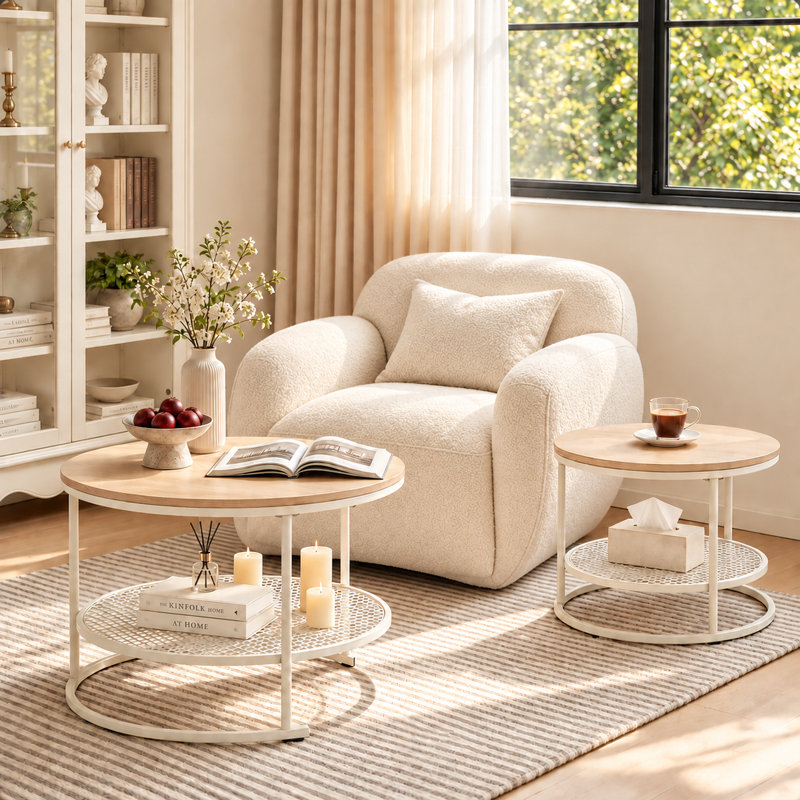 Coffee Table with Storage, White