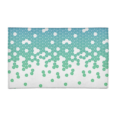 Tapis à cubes bleu/blanc culbuté