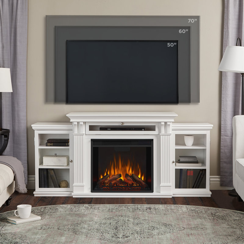 Calie 67'' TV Stand with Fireplace, White