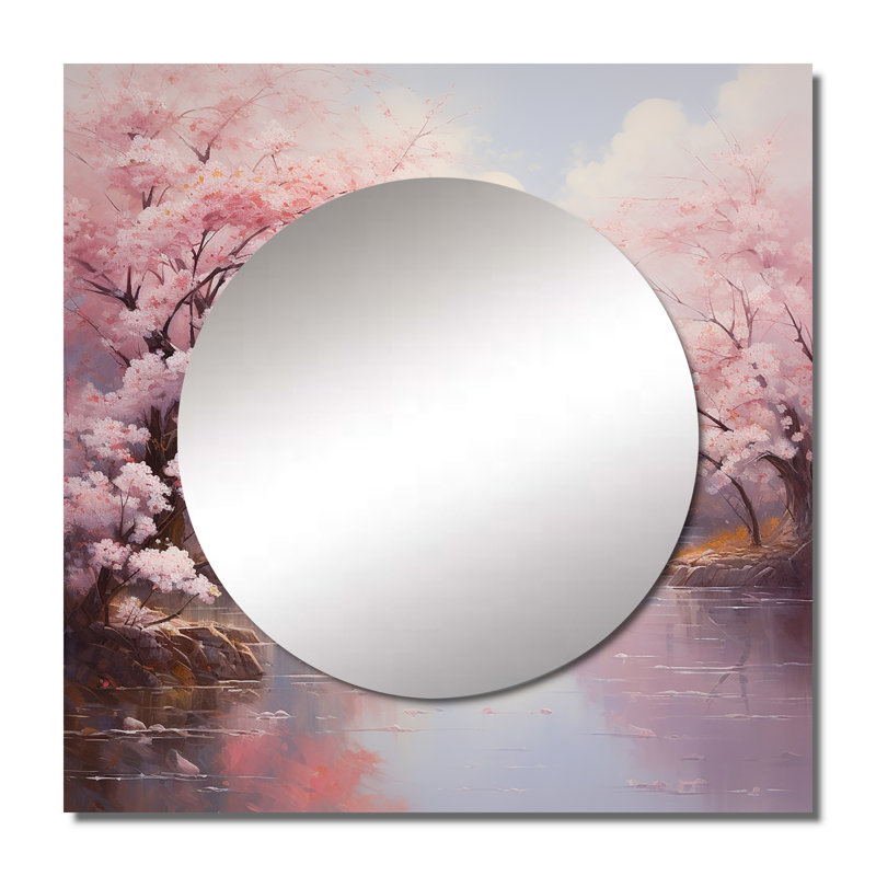 Elonna - Grand miroir carré en forme de fleur de cerisier, 23 po x 23 po