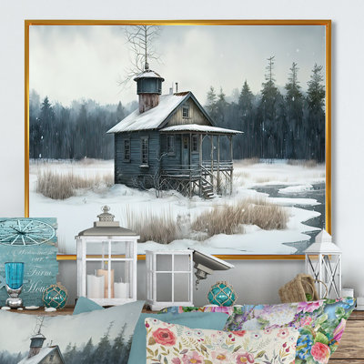 «Fishing House by the Lake II», peinture sur toile