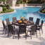 Outdoor Stackable Garden Patio Dining Armchairs with PVC-coated polyester Seat-125544592-121377056