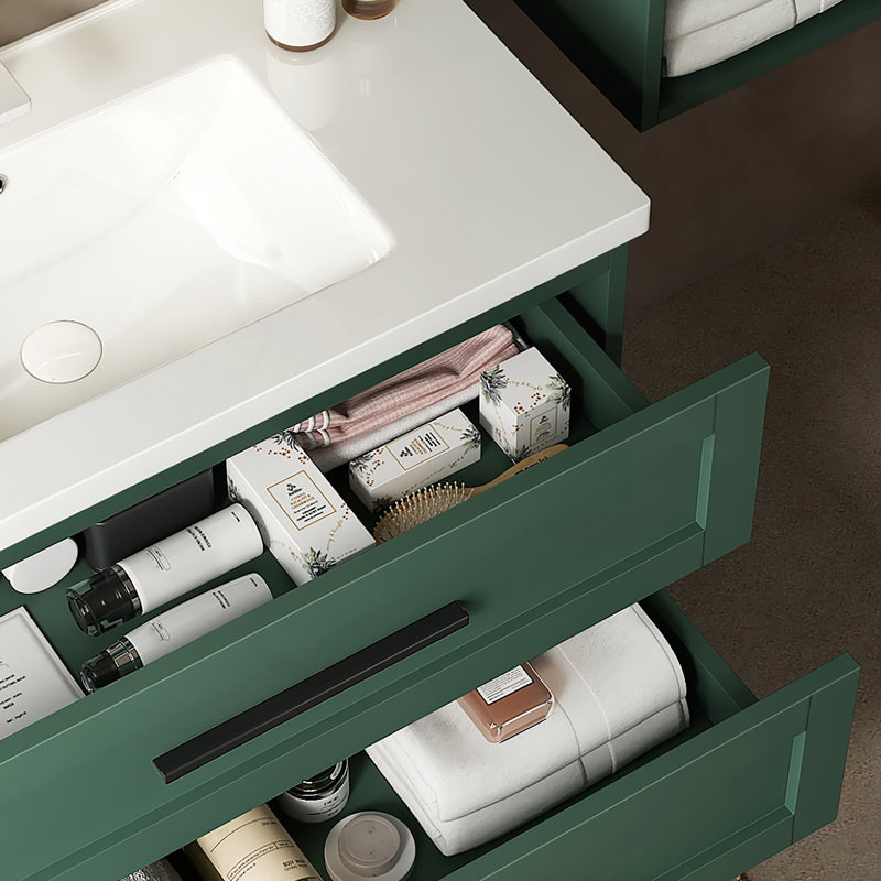 Wall-Mounted Floating Bathroom Vanity with Sink, 35.83"
