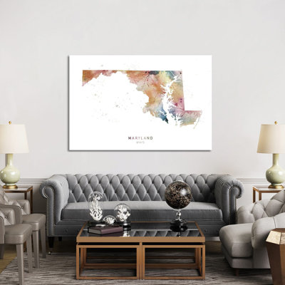 Maryland State Map - Wrapped Canvas Painting