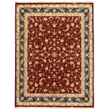 Hand Knotted Wool Oriental Area Rug in Red And Navy