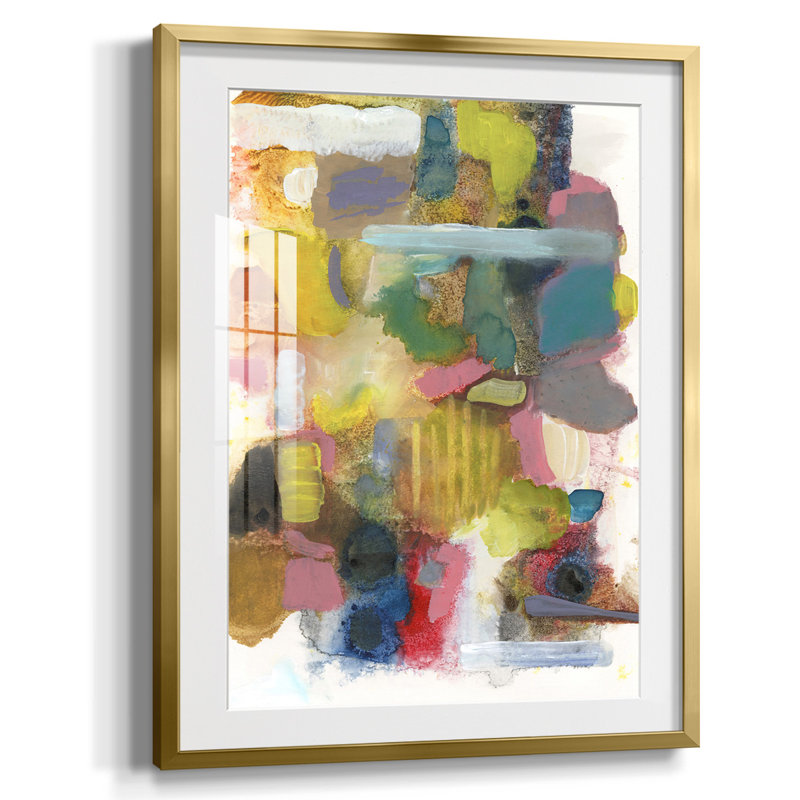 Tout à la fois II, Blanc, Toile avec cadre doré