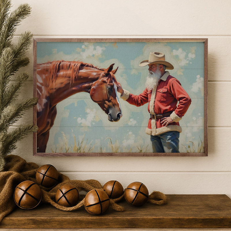 Santa And Red Horse, H 5 po x l 8 po