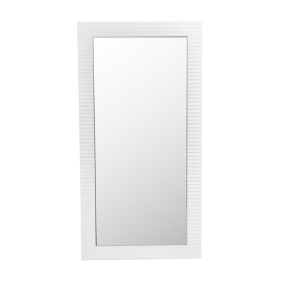 Cid Gino Accent Mirror, 79 Inch Wood Frame, Modern Wavy Pattern