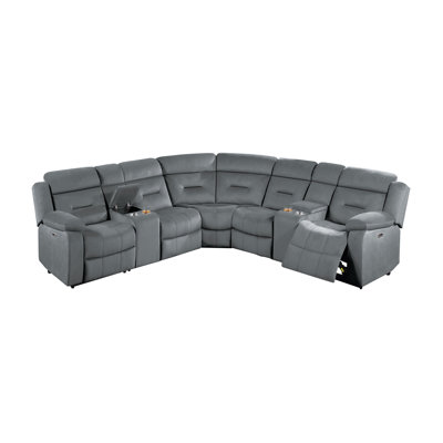 Ensemble de conversation modulaire inclinable électrique de style contemporain avec porte-gobelet à deux consoles Power Motion