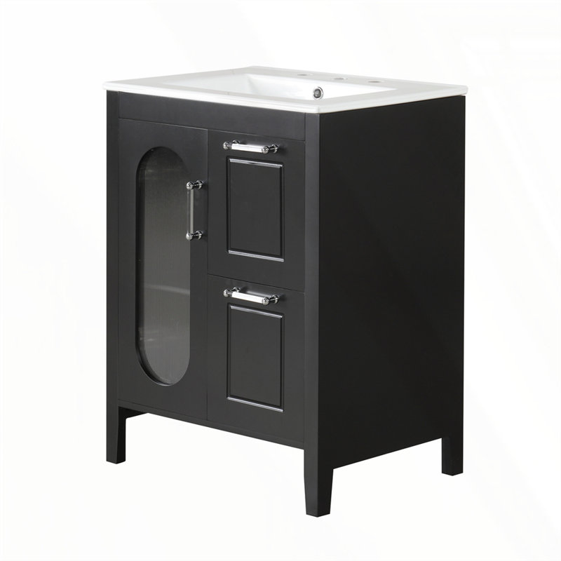 Meuble-lavabo 24 po avec lavabo, Noir