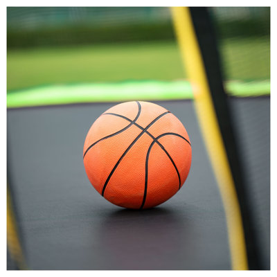 15FT Outdoor Trampoline with Basketball Hoop, Inflator & Ladder - Heavy Duty Galvanized Steel Frame, Safety Enclosure Net & Padded Sleeves